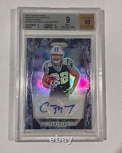 Christian Mccaffrey Rc Auto 2017 Prizm Blue Camo 7/25 Bgs 9 10 Rookie Rare