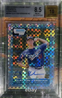 Clayton Kershaw 2006 Bowman Chrome XFractor /225 Auto Rookie BGS 85 10 Autograph