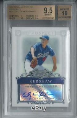 Clayton Kershaw Dodgers 2006 Bowman Sterling #CK Rookie Card rC BGS 9.5 Auto 10