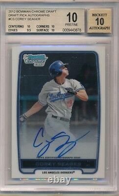 Corey Seager 2012 Bowman Chrome Rc Rookie Autograph Sp Auto Bgs 10 Pristine 10