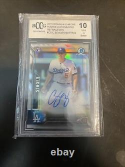 Corey Seager 2016 Bowman Chrome Refractor Autograph Auto Rookie Rc /499 Bgs 9 10