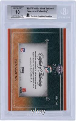 Dan Marino Dolphins Signed 2007 Playoff National Treasures #24/25 BGS 10 Card