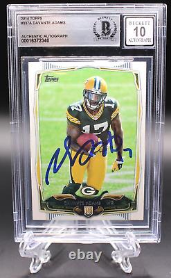 Davante Adams Signed 2014 Topps 337 Rookie Card Rc Beckett 10 Auto Bgs Autograph