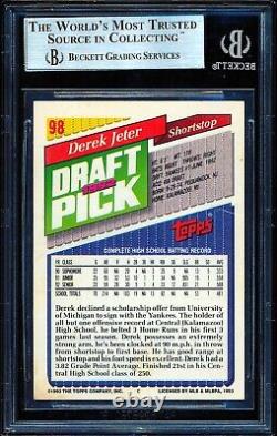 Derek Jeter 1993 Topps Autograph Auto Rookie Rc #98 Bgs Authenitc (early Sig)