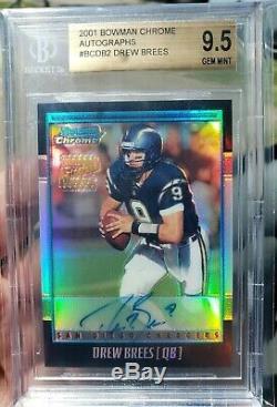 Drew Brees 2001 Bowman Chrome Rookie Auto Ref Ssp /25 Bgs 9.5 Old Lbl #1 Auto