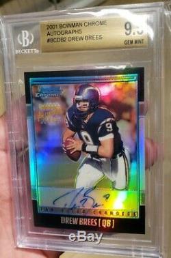 Drew Brees 2001 Bowman Chrome Rookie Auto Ref Ssp /25 Bgs 9.5 Old Lbl #1 Auto