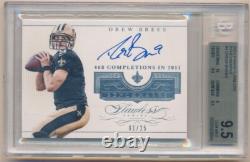 Drew Brees 2015 Panini Flawless Benchmarks Autograph Sp Auto #01/25 Bgs 9.5 Gem