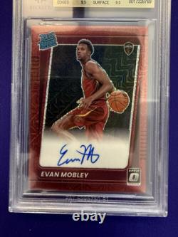 EVAN MOBLEY Rookie On Card Auto CHOICE Red Prizm BGS 9.5 Cross Grade 10 OPT Cavs