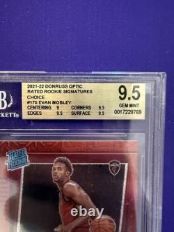 EVAN MOBLEY Rookie On Card Auto CHOICE Red Prizm BGS 9.5 Cross Grade 10 OPT Cavs