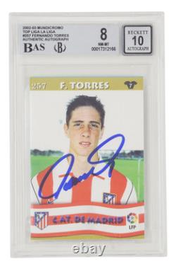 Fernando Torres Signed 2002-03 Mundicromo Top Liga Rookie Card BGS 8 Auto 10