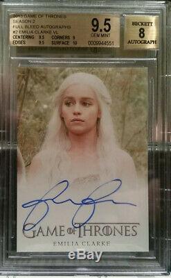Game Of Thrones Season 2 Auto Emilia Clarke Bgs Gem Mint 9.5 Autograph 8