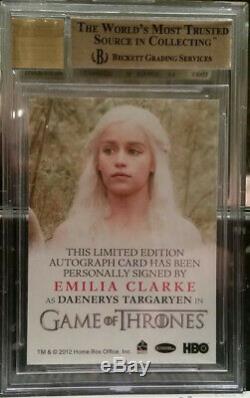 Game Of Thrones Season 2 Auto Emilia Clarke Bgs Gem Mint 9.5 Autograph 8