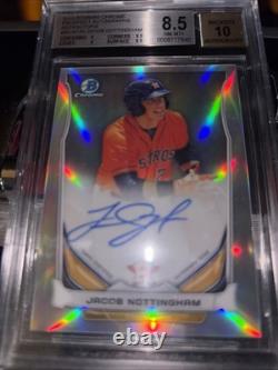 JACOB NOTTINGHAM 2014 BOWMAN CHROME PROSPECT Autograph BGS 8.5 Mint Auto 10