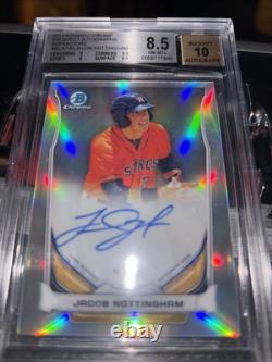 JACOB NOTTINGHAM 2014 BOWMAN CHROME PROSPECT Autograph BGS 8.5 Mint Auto 10
