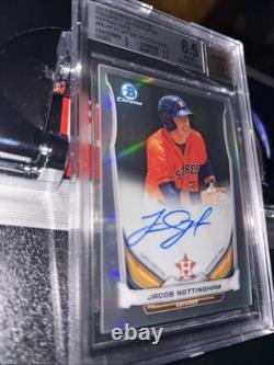 JACOB NOTTINGHAM 2014 BOWMAN CHROME PROSPECT Autograph BGS 8.5 Mint Auto 10