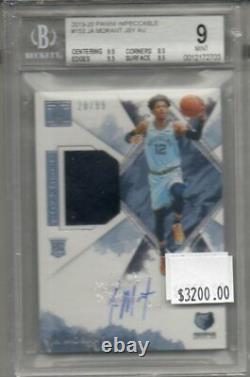 Ja Morant 2019-20 Panini Impeccable Auto Relic Autograph /99 BGS 9/10