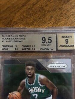Jaylen Brown 2016-17 Prizm Rookie Signatures Rookie RC #2 BGS 9.5/Auto 9 GEM