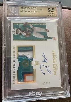 Jaylen Waddle RPA Gold /10 -Dual Patch Auto /10 BGS9.5 4color patch
