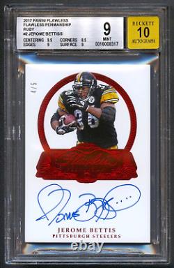 Jerome Bettis 2017 Flawless Penmanship Ruby Hof Auto Autograph #4/5 Bgs 9/10