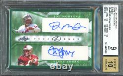 Joe Montana, Steve Young 2022 Leaf Dual Autographs Card Mint 9 & Auto 10! BGS
