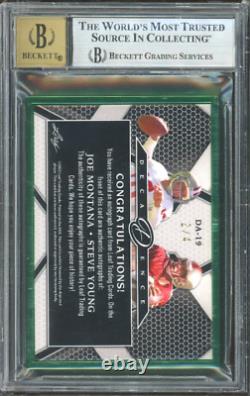 Joe Montana, Steve Young 2022 Leaf Dual Autographs Card Mint 9 & Auto 10! BGS