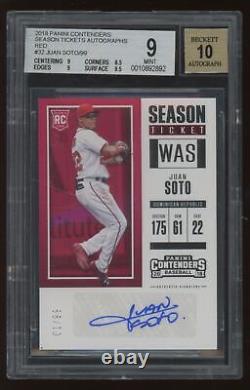Juan Soto 2018 Panini Contenders Red RC Auto /99 BGS 9 #32 Rookie Card Autograph