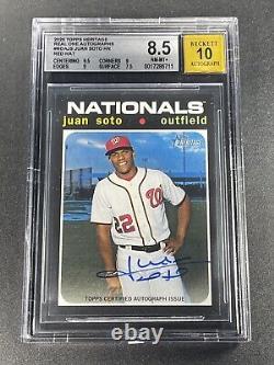 Juan Soto 2020 Topps Heritage Red Hat Real One Autographs Auto Bgs 8.5 10