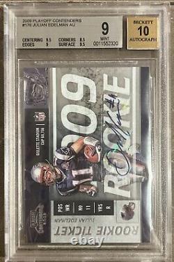 Julian Edelman? 2009 Playoff Contenders #176 Rookie Ticket BGS 9 Auto 10