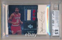 Julius Erving 2003/04 Ud Exquisite Autograph 3 Color Patch Auto Sp #/100 Bgs 8.5