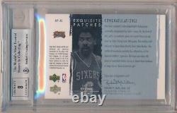 Julius Erving 2003/04 Ud Exquisite Autograph 3 Color Patch Auto Sp #/100 Bgs 8.5