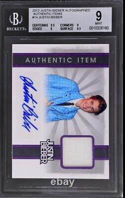 Justin Bieber #14 2012 Panini Collection BGS 9 Patch Auto Event Worn Autograph