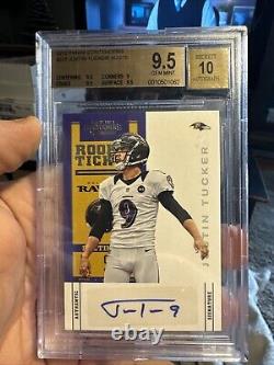Justin Tucker 2012 Contenders Rookie Ticket AUTOGRAPH 237 Ravens Auto RC BGS 9.5