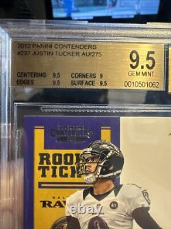 Justin Tucker 2012 Contenders Rookie Ticket AUTOGRAPH 237 Ravens Auto RC BGS 9.5
