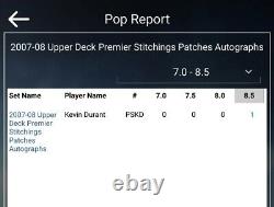 Kevin Durant 2007-08 Upper Deck Premier Stitchings ROOKIE /5 BGS 8.5 Auto 10