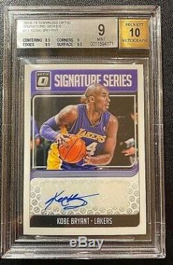 Kobe Bryant Auto 2018-19 Optic Signature Series Lakers Autograph Bgs 9/10
