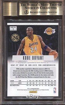 Kobe Bryant Bgs 9.5 2012-13 Panini Prizm Basketball #1 Auto Autograph Lakers