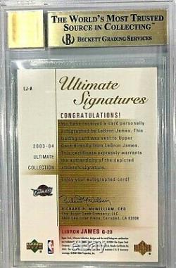 LEBRON JAMES 2003-04 ULTIMATE COLLECTION AUTOGRAPH GOLD #5/23 BGS 9.5 With10 AUTO