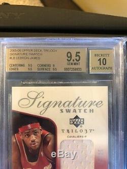 LEBRON JAMES 2005-06 UD TRILOGY AUTO Signature Swatch BGS 9.5 Upper Deck Lakers
