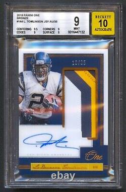 LaDAINIAN TOMLINSON 2018 PANINI ONE CHARGERS PATCH AUTO AUTOGRAPH /35 BGS 9/10