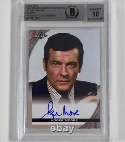 Leaf ROGER MOORE COLLECTION Autograph Card SILVER SP BGS 10 Auto Beckett BAS