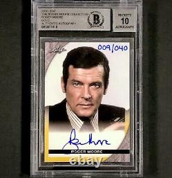 Leaf Roger Moore Collection on-card autograph /040 BGS 10 Auto Beckett BAS