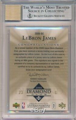 Lebron James 2006 Ud Diamond Club Autograph Jersey Auto Sp #/110 Bgs 9 Mint