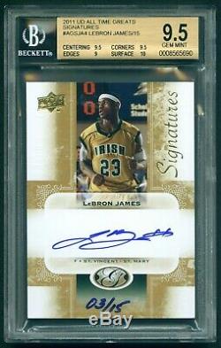 Lebron James 2011 All Time Greats On Card Auto /15 Bgs 9.5 Simply Awesome