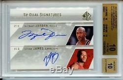 Lebron James Michael Jordan Auto 2003-04 SP Authentic Rookie Autograph BGS 10