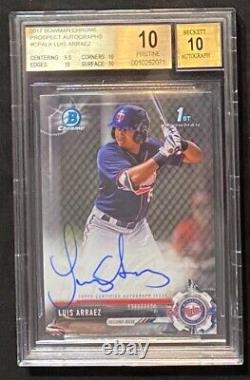 Luis Arraez Bgs 10 Pristine 2017 Bowman Chrome 1st Prospect Autograph Auto Gem