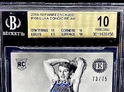 Luka Doncic 2018 Panini Encased Rookie Endorsements RC Auto /75 Pristine BGS 10