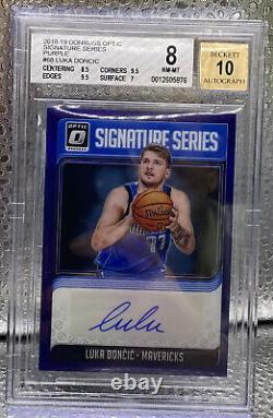 Luka Doncic Rookie 2018 Panini Optic Signatures Series Purple Auto Bgs 8/10