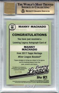 MANNY MACHADO Padres Topps Heritage Legacy /20 BGS 9.5 10 Auto GEM MINT