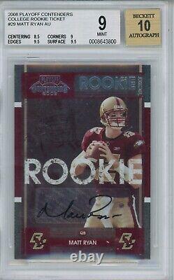 MATT RYAN 2008 Contenders College Rookie Ticket AUTO / AUTOGRAPH #179 BGS 9 / 10