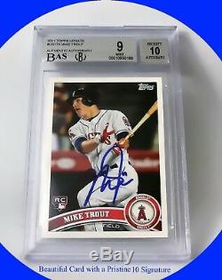 MIKE TROUT 2011 TOPPS UPDATE RC BAS GRADED PRISTINE 10 Auto Card BGS 9 Mint